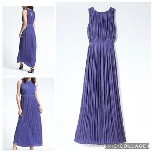 BANANA REPUBLIC GATHERED PLEAT MAXI DRESS PERIWINKLE SLEEVELESS SZ Xs